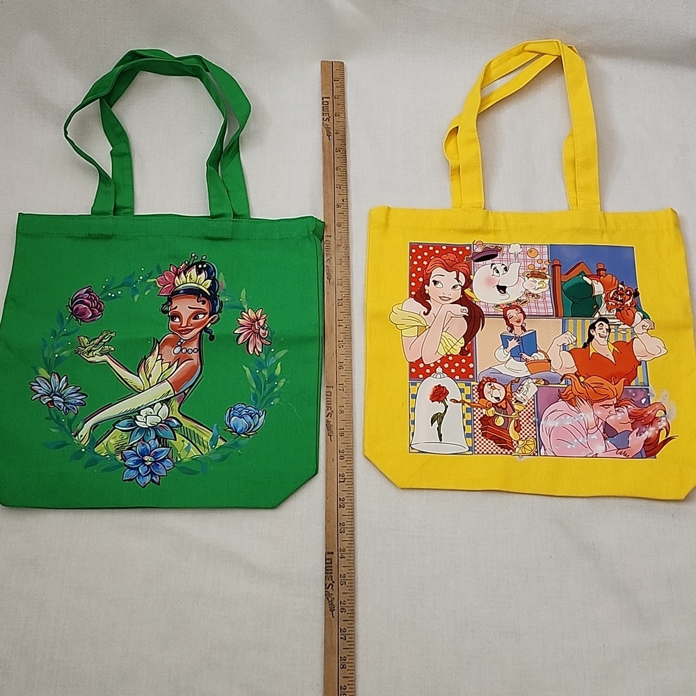 Disney Princess Tote Bag Bundle - Green, Yellow & Lilac Cartoon Prints - Picture 12 of 16